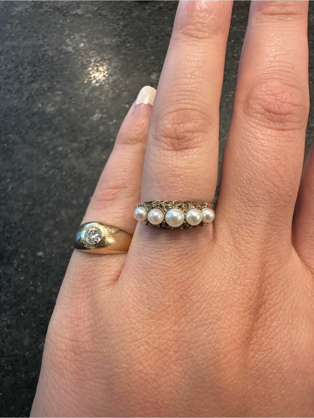 Antique 9k gold pearl ring